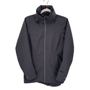 Marmot Lea Rain Jacket Womens Small‎ Black Polyester Nylon Hood Zip Pockets